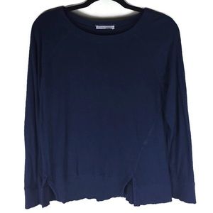 Zara Asymmetric Seam Raglan Long Sleeve Navy Tee Size Small